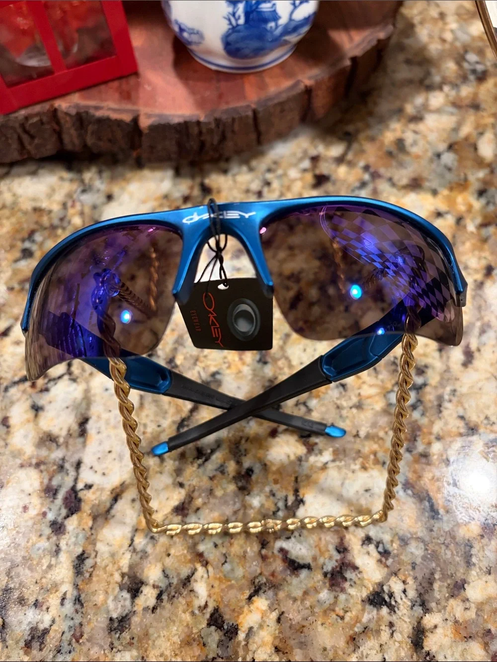 Men’s Blue Frame Polarized Sunglasses